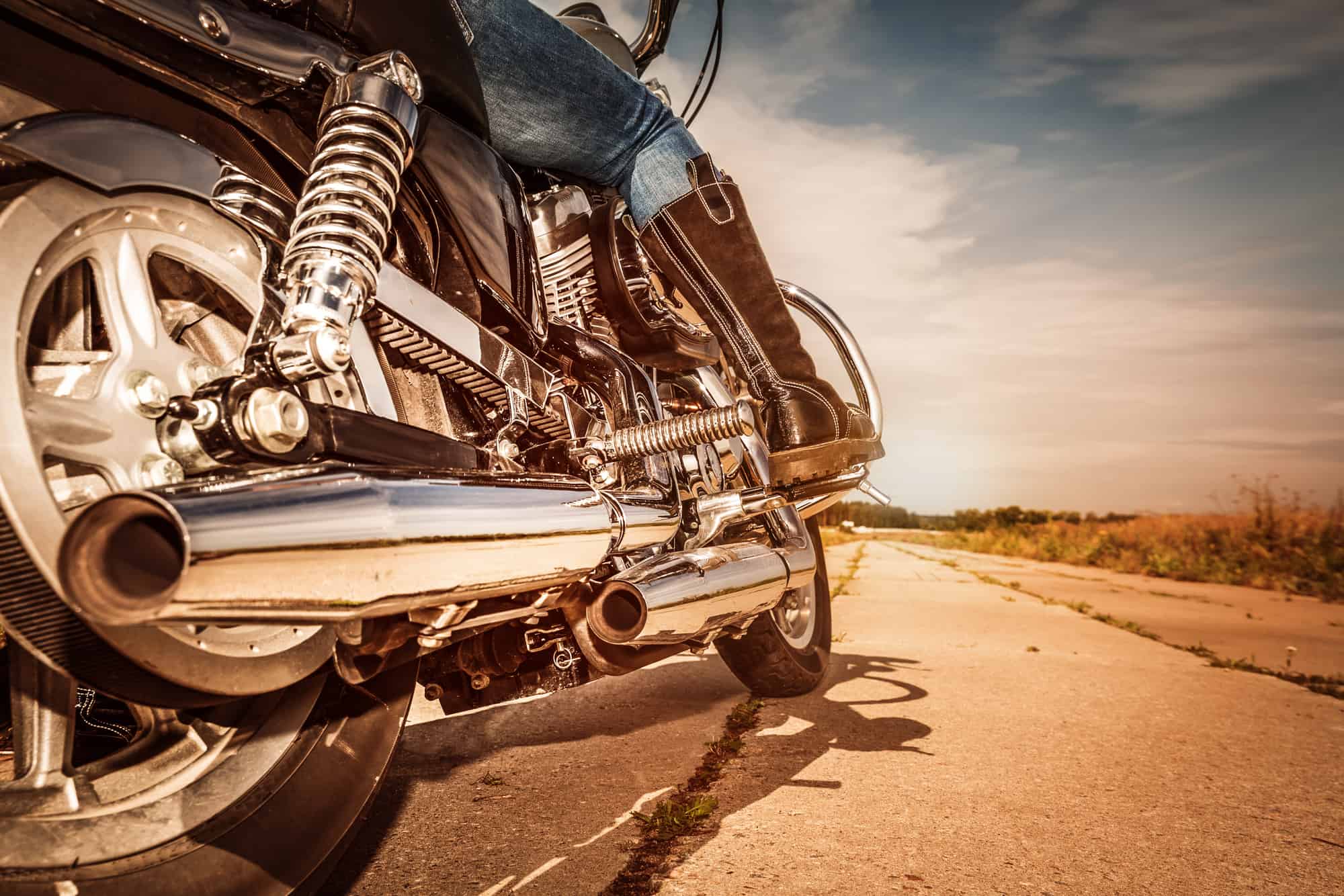 Biker riding on a motorcycle